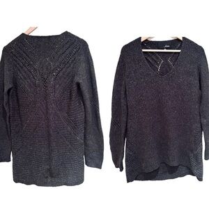 Line oversized sweater chunky knit dark grey size medium wool blend